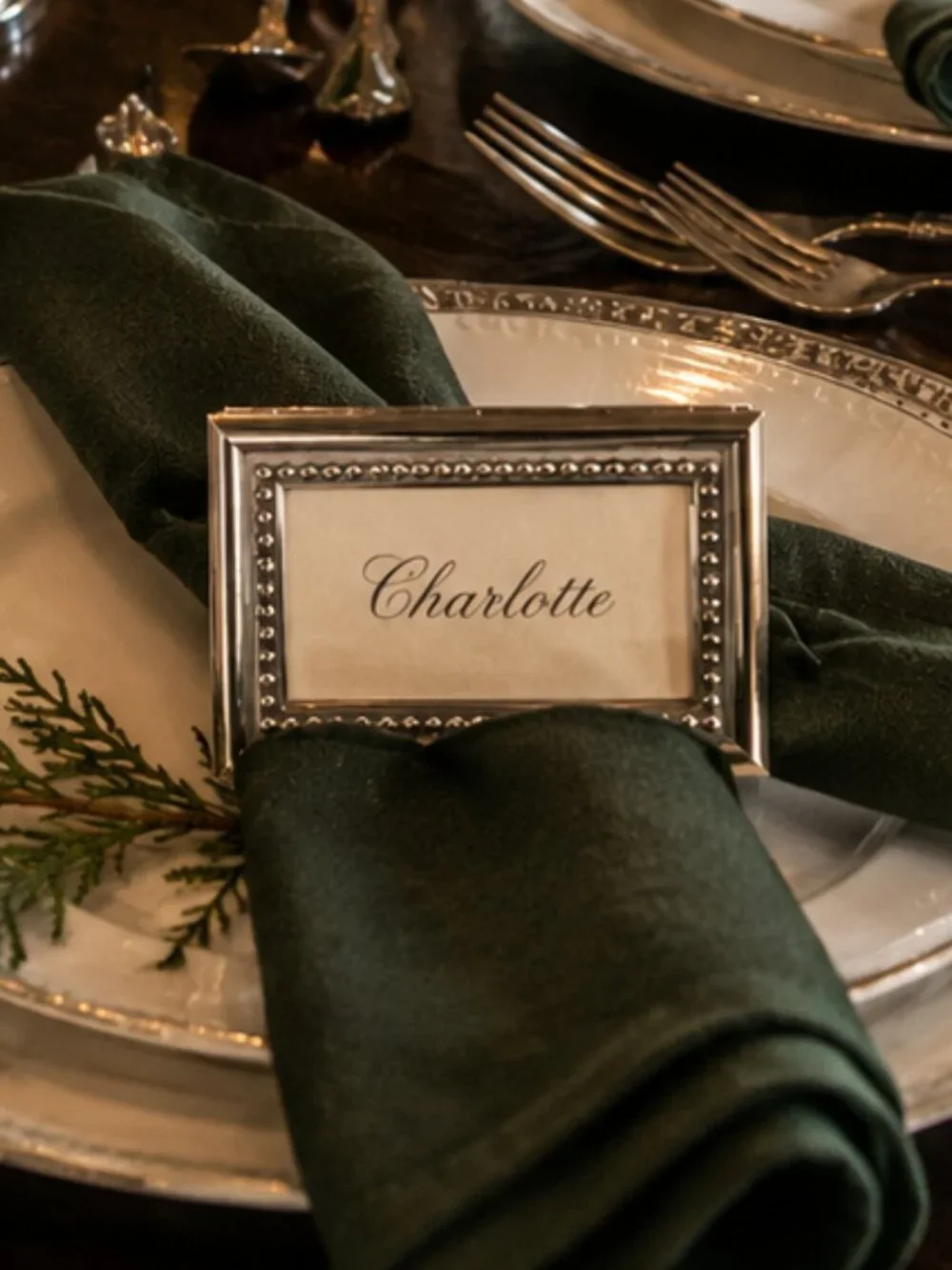 Set of 6 Vintage Silver Plated Place Card Holders Napkin Rings
